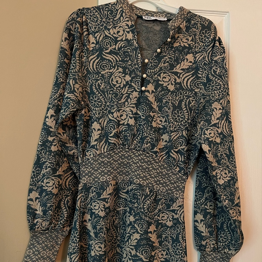 Zara Knit floral jacquard maxi dress